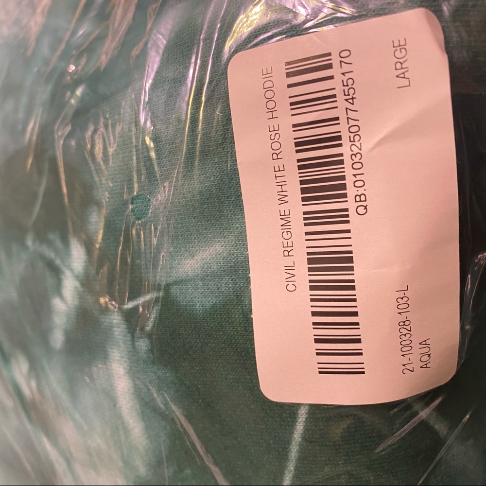 Civil Regime aqua marble white roses hoodie - Picture 9 of 9